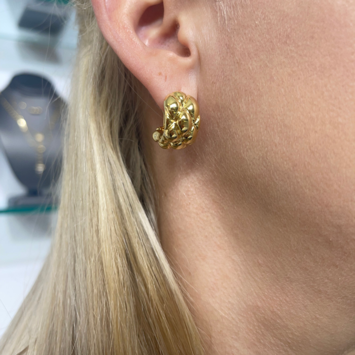 Quilted Omega Earrings 14K - Image 3