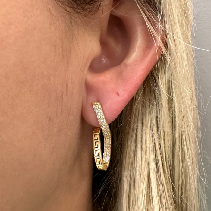 Twisted CZ Hoop Earrings 14k - Image 2