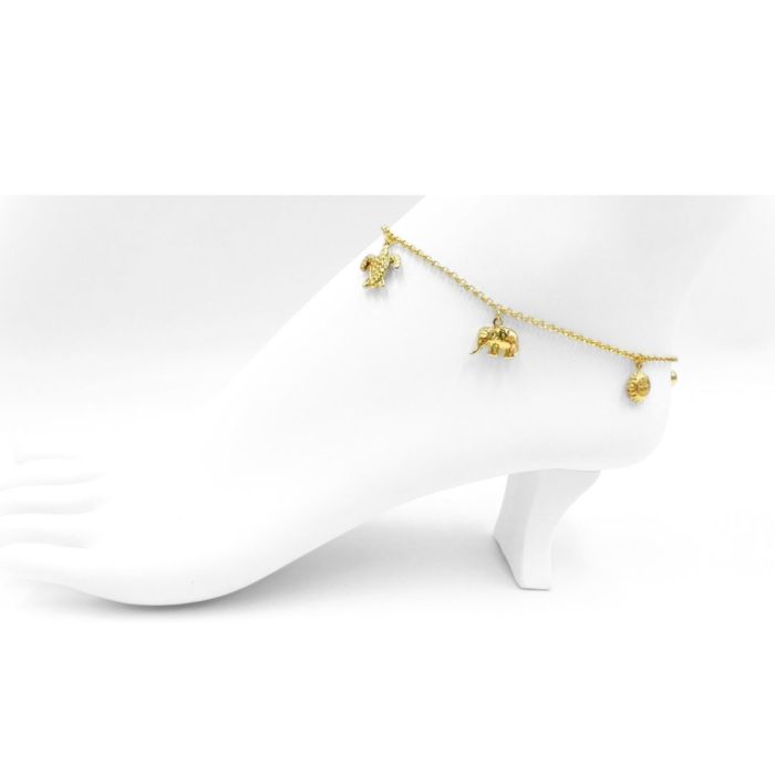 Yellow Gold Charm Anklet Bracelet 14K