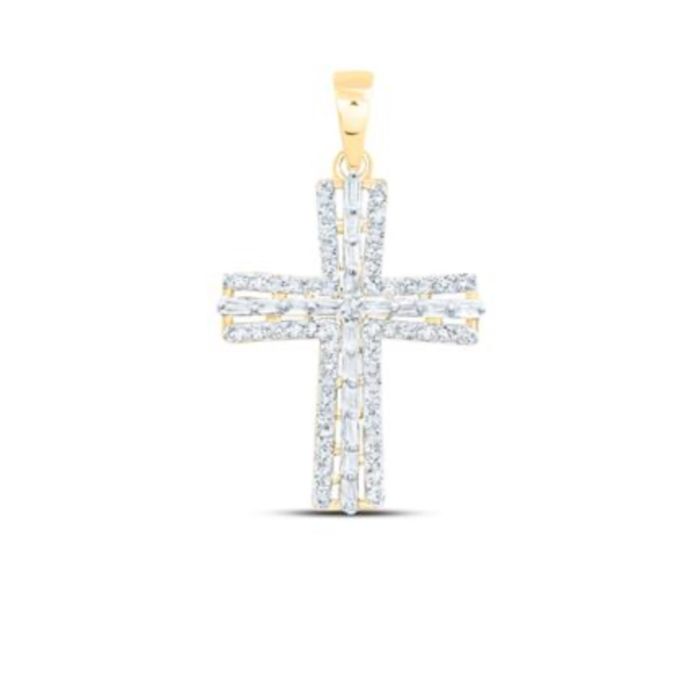 Yellow Gold Diamond Cross Pendant 10k