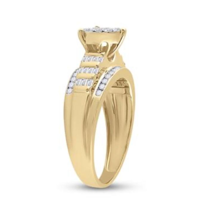 Yellow Gold Round Diamond Heart Bridal Engagement Ring 10k - Image 4