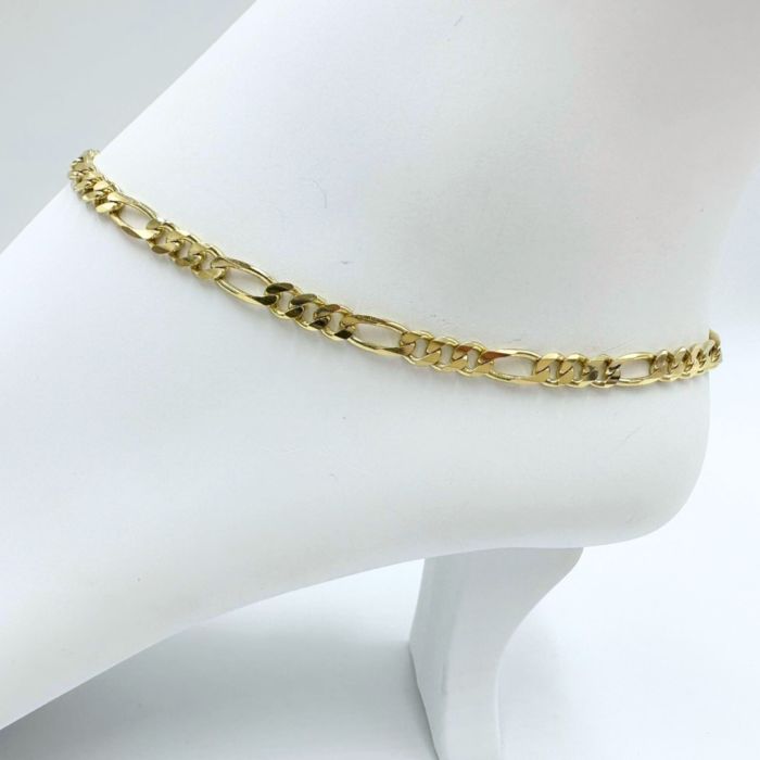 Yellow Gold Figaro Anklet Bracelet 14K