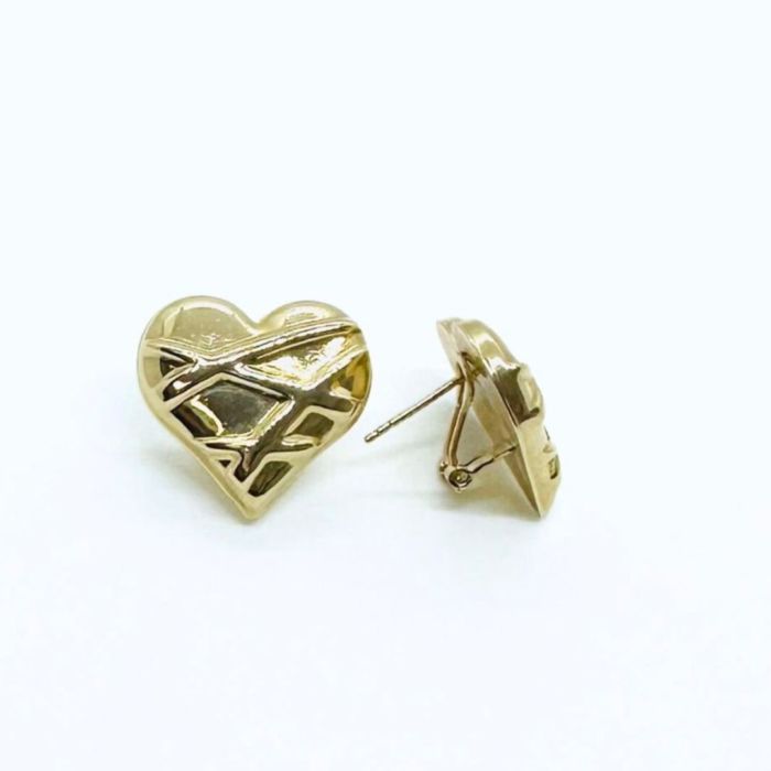 Heart Back Omega Earrings 10K - Image 3