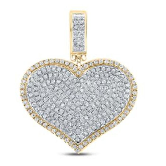 Yellow  Gold Round Diamond Heart Charm Pendant 10k