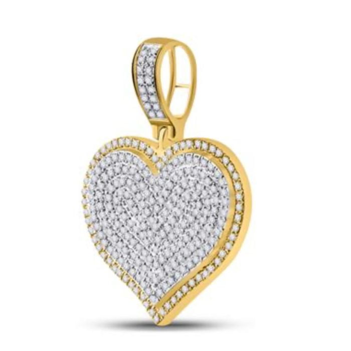 Yellow  Gold Round Diamond Heart Charm Pendant 10k - Image 2