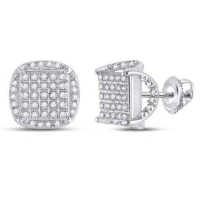 Diamond Square studs Earrings 10k