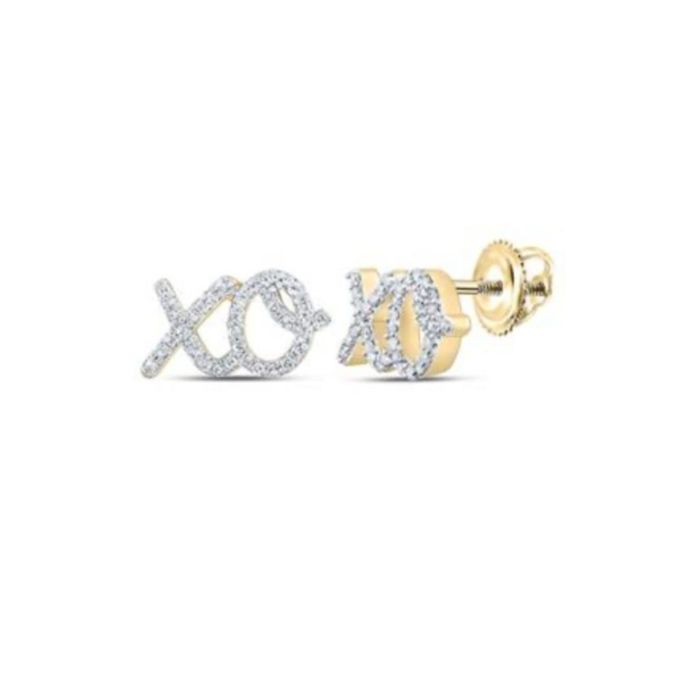 Yellow  Gold Diamond Xo Earrings 10k