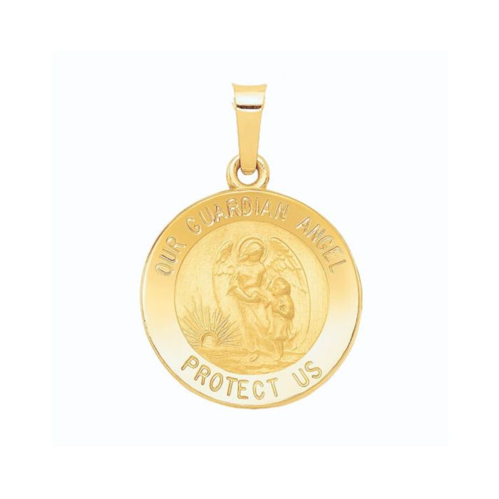 Yellow Gold Guardian Angel Pendant 14K