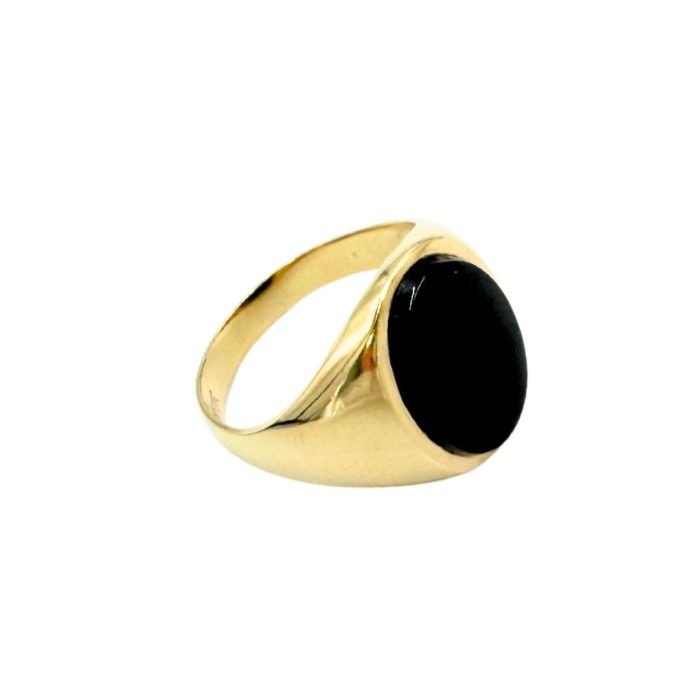 Yellow Gold Oval Black Onyx 10K