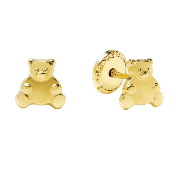 Yellow Gold Bear Earrings 14k