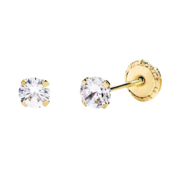 Yellow Gold  Stud Earrings 4mm 14k