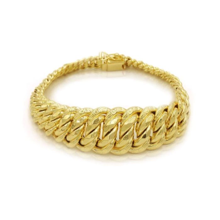 Yellow Gold Princess Cut Italian Bracelet 10K