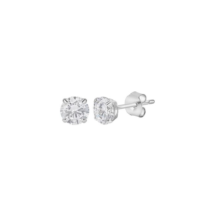 White Gold Round Stud Earrings 4mm 14K