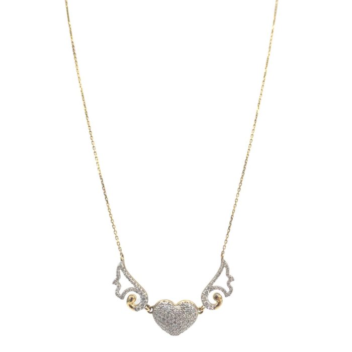 Yellow Gold Diamond Heart Necklace 10K