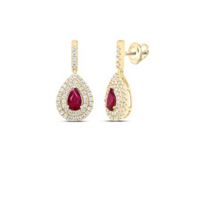 1/2CTW-DIA ANA M 6X4MM PS-RU NAT GEM DANGLING EARRING 14K