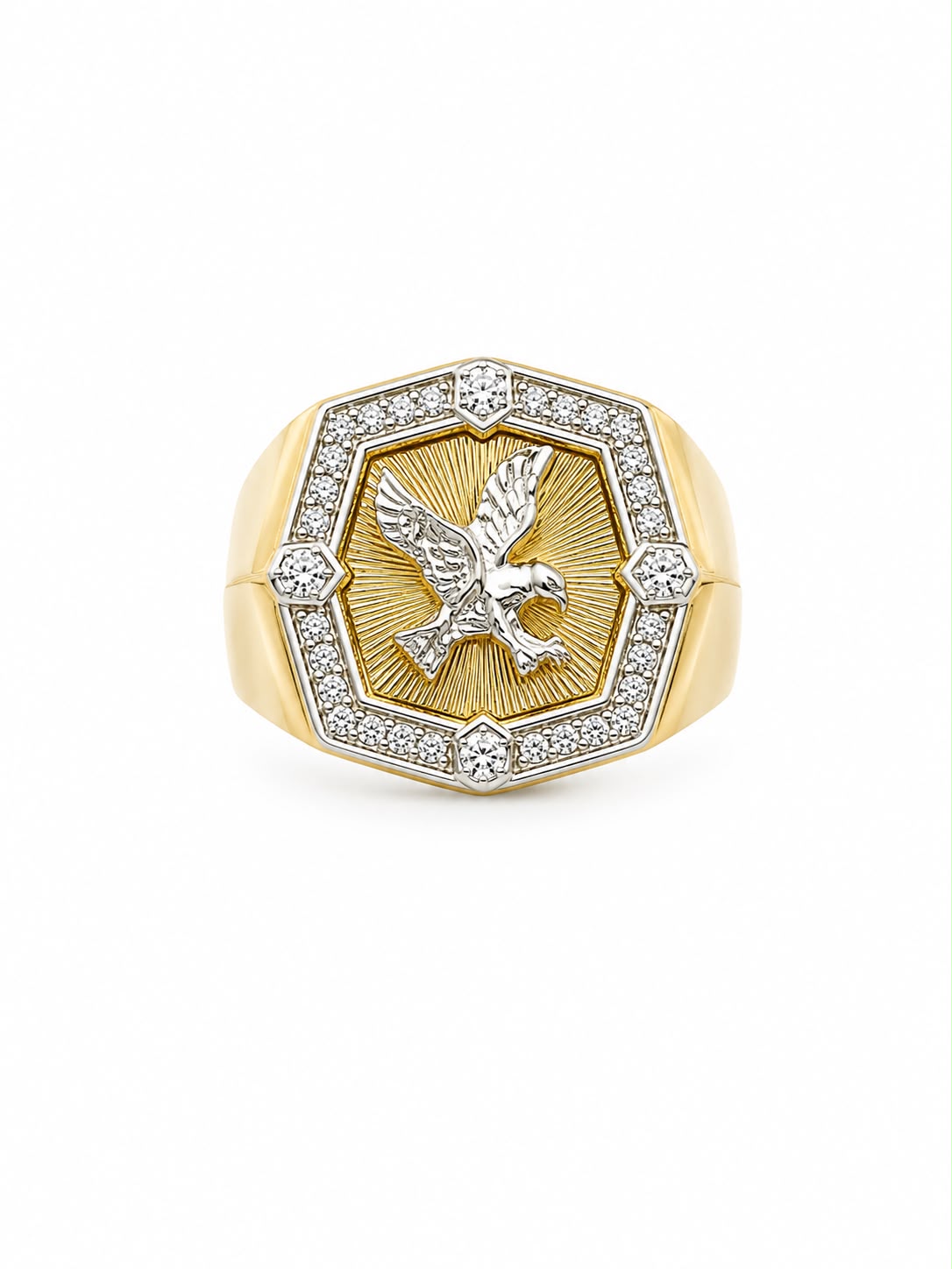 DIAMOND EAGLE MENS RING 10K