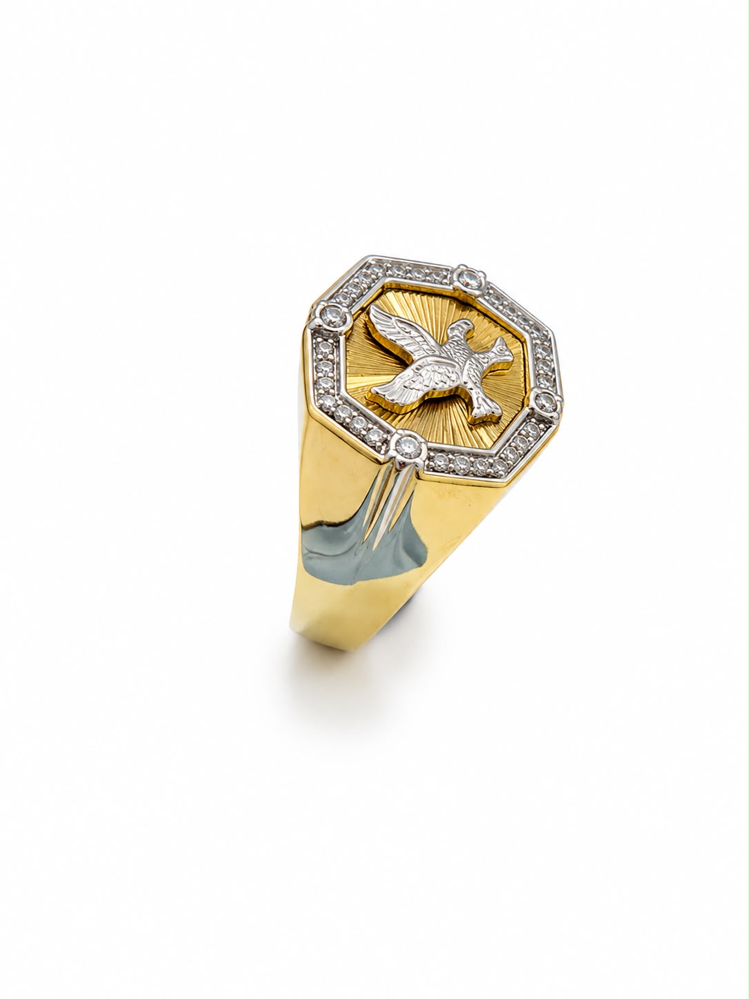 DIAMOND EAGLE MENS RING 10K - Image 2