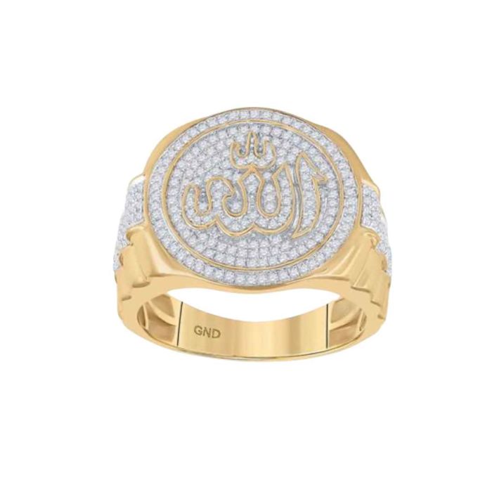 DIAMOND ALLAH ISLAM CIRCLE RING 10K