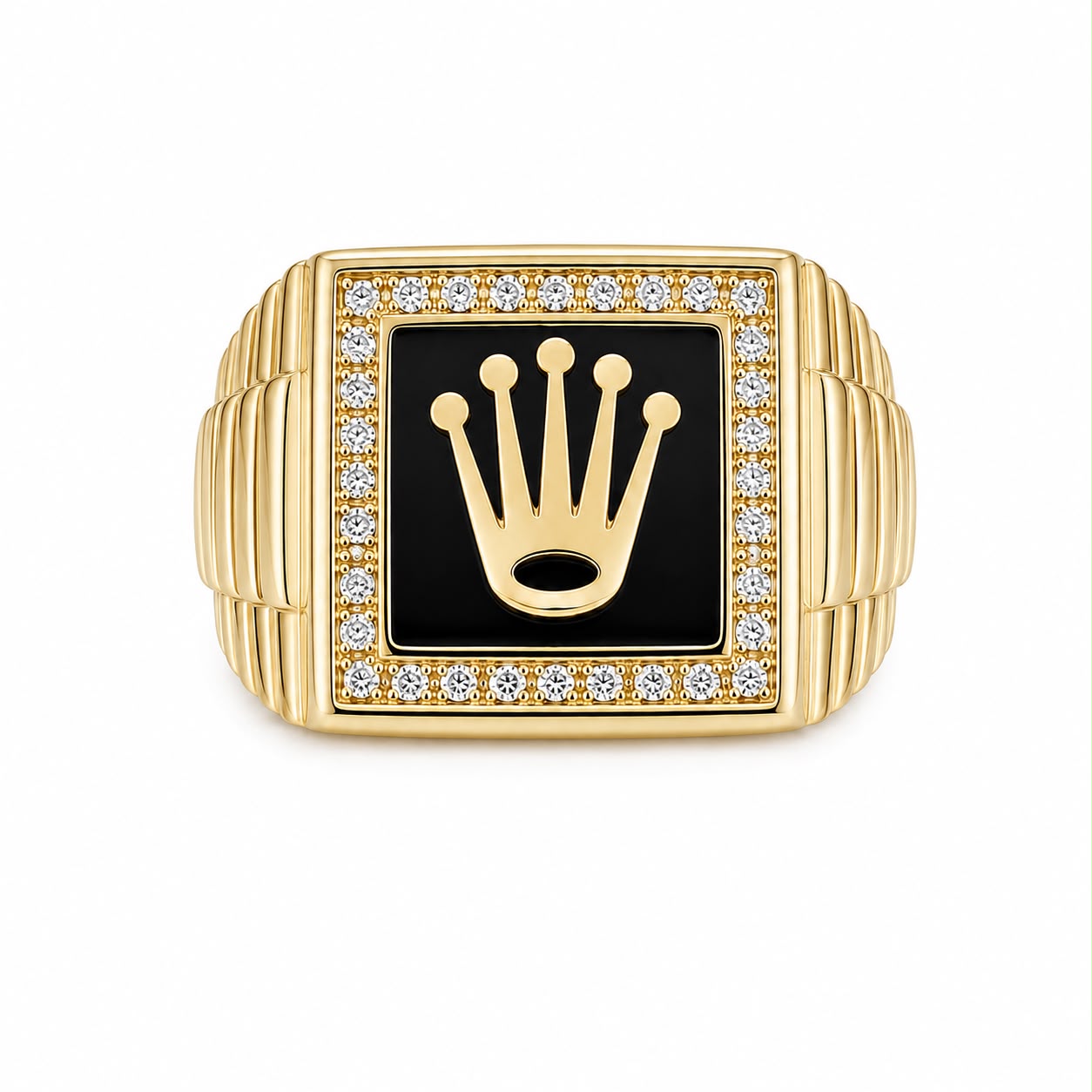 10K Gold Onyx Crown Ring