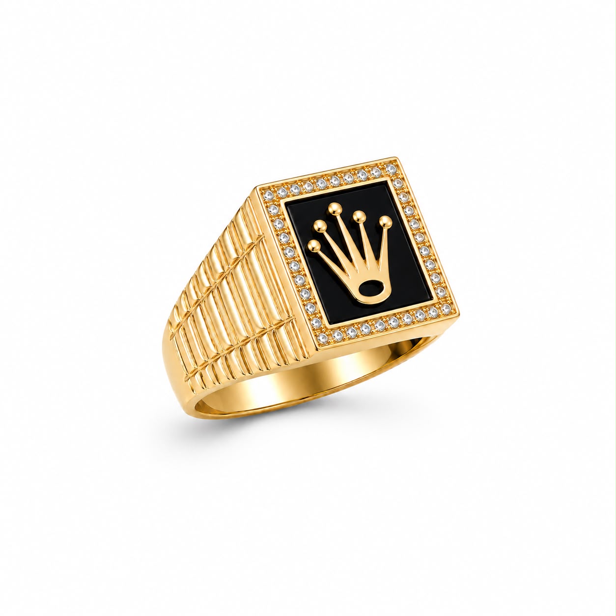 10K Gold Onyx Crown Ring - Image 2